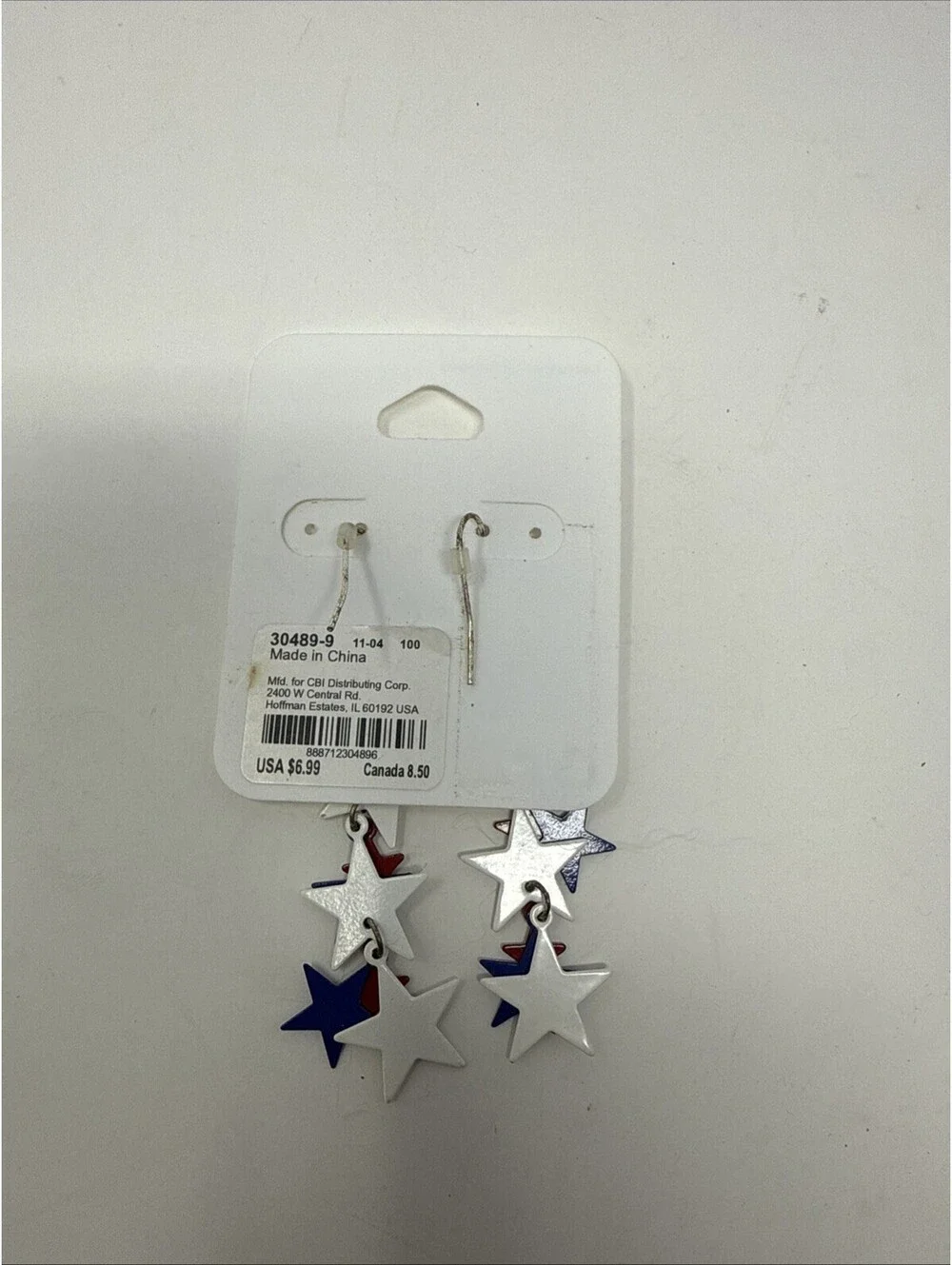 Red White And Blue Star Earrings